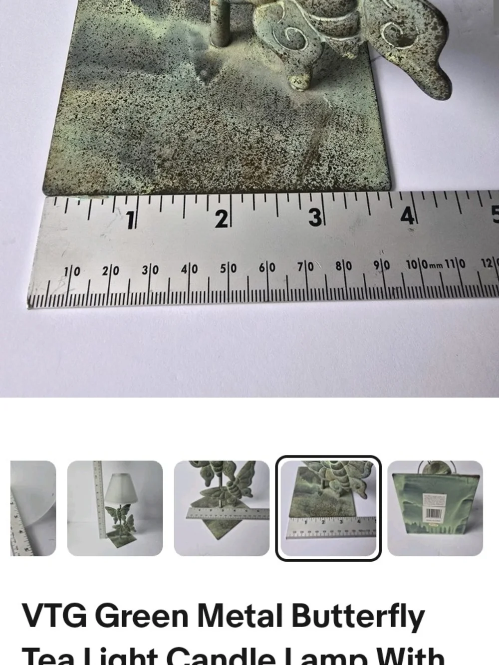 Butterfly Metal Tea Light Candle Lamp with Frosted Glass Shade Whimsy Vintage